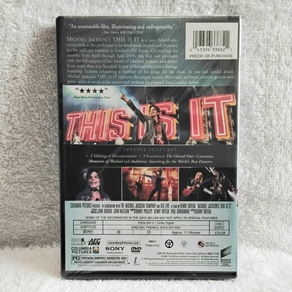 BNIP 2010 Michael Jackson's 'This Is It' Sealed DVD!! - Picture 2 of 2